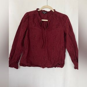 Burgundy eyelet blouse